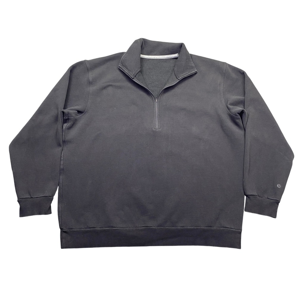 Lululemon Mens Black Fleece Lined Quarter Zip Sweatshirt Pullover XL - No Sz Dot